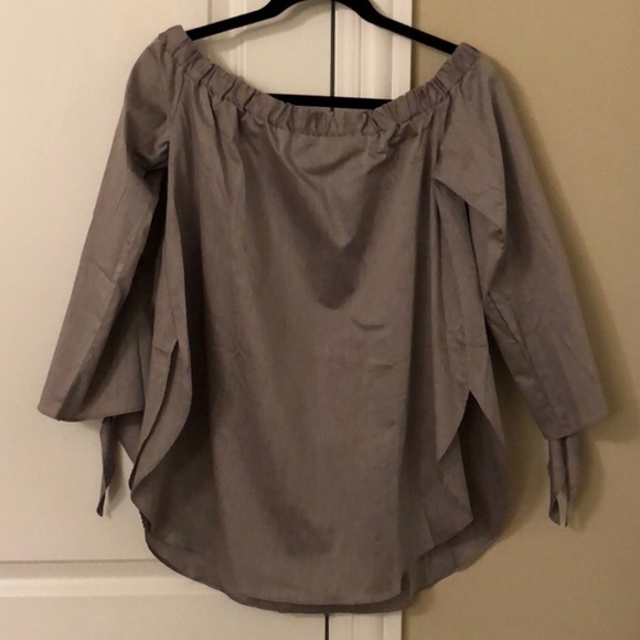 Shein Off Shoulder Gray Top - Picture 6 of 6